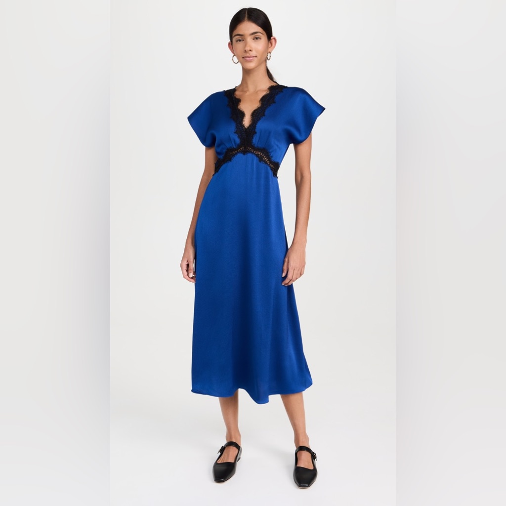 Sea Ny Noa Satin V Neck Maxi Dress - Size 8